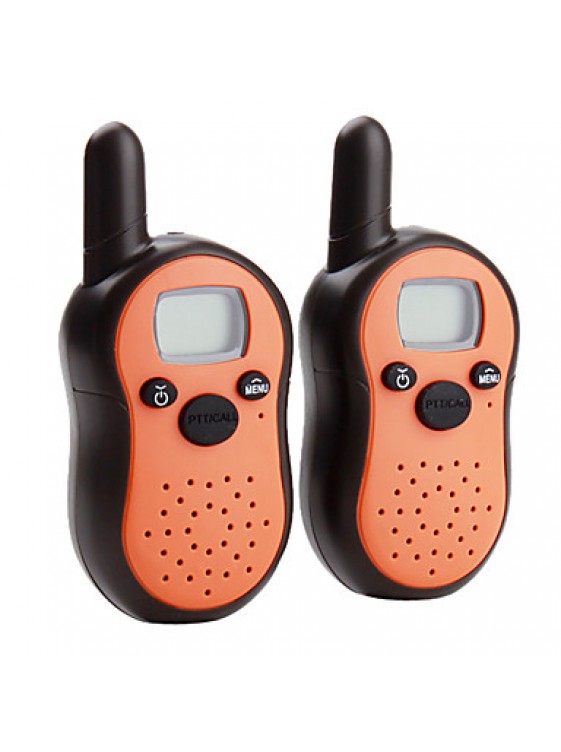 Mini 8-Channel Walkie Talkie (5KM Range, 2-Pack, Orange)