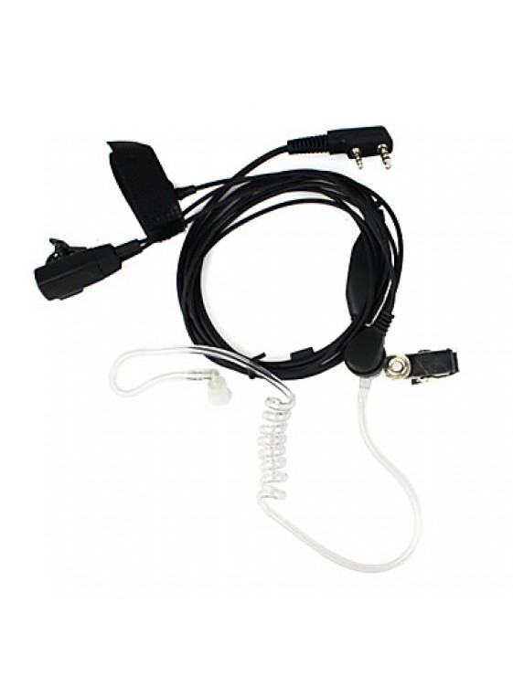 2 Pin Dual Ptt Covert Acoustic Tube Earpiece Mic For Radio Tyt Uv5R 888S Black