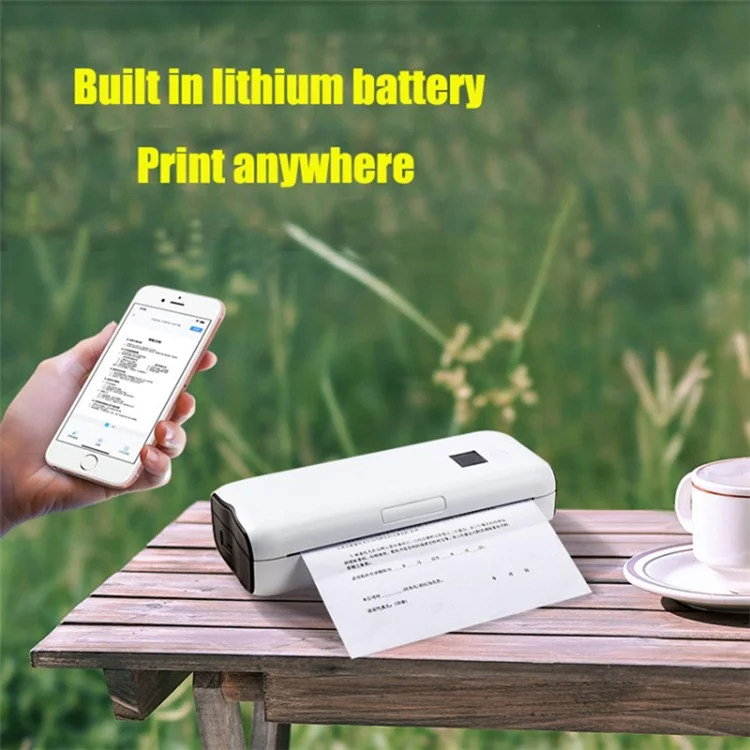 A4 Mini Phone Bluetooth USB Connection Inkless Printer Rechargeable ABS Thermal Photo Printer with 50 Print Papers