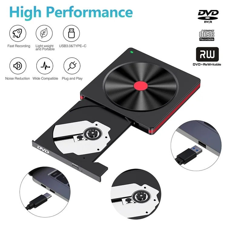 Portable DVD-RW External USB Optical Drive Laptop DVD Burner Desktop Integrate Type-C Optical Drive