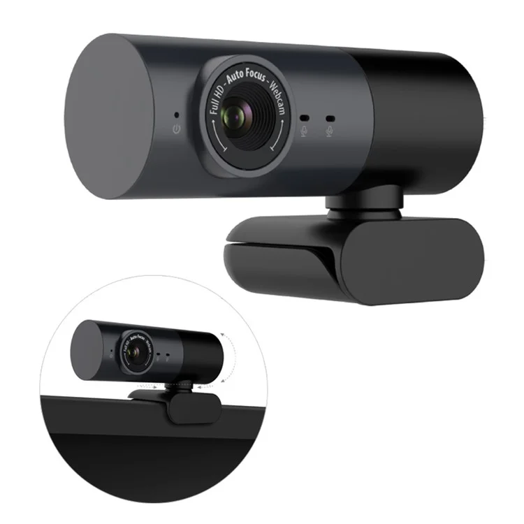 HD 1080P USB Computer Camera Rotatable Live Streaming Video Conference Webcam with Built-in Microphone 