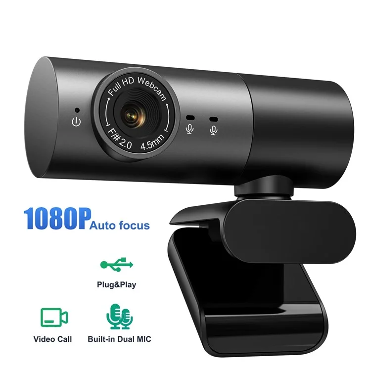 HD 1080P USB Computer Camera Rotatable Live Streaming Video Conference Webcam with Built-in Microphone