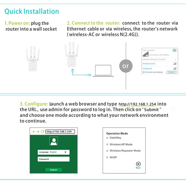 WiFi Range Extender WIFI Signal Booster 300Mbps Internet Booster Easy Setup Wireless Repeater - US Plug