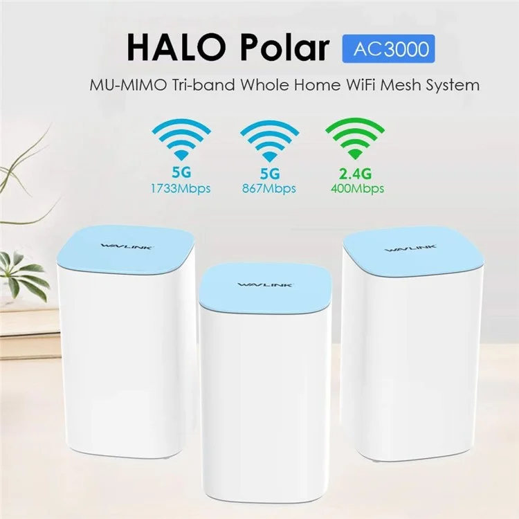 WS-WN551K3-C AC3000 3pcs Mesh WiFi Wireless Router 2.4G+5.0G+5.0G Tri-band Wireless Repeaters for Home Office - US Plug